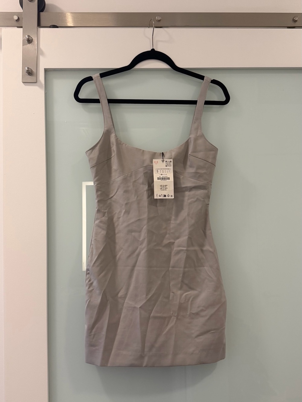 Zara Light Gray Scoop Neck Slip Dress